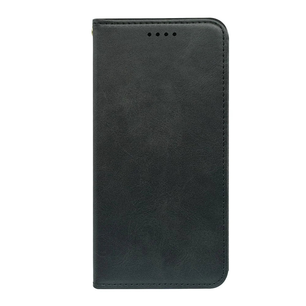 For iPhone 17e / 16e Case Wallet Calf Texture Leather Phone Cover with Hidden Magnetic Closure - Black - 6