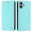 For iPhone 16 Plus Leather Case RINACASIS RC01 Phone Cover with RFID Blocking Wallet Stand - Mint Green - 1