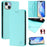 For iPhone 15 Plus Leather Case RINACASIS RC01 Phone Cover with RFID Blocking Wallet Stand - Mint Green - 2