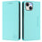 For iPhone 15 Leather Case RINACASIS RC01 Phone Cover with RFID Blocking Wallet Stand - Mint Green - 1