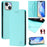 For iPhone 15 Leather Case RINACASIS RC01 Phone Cover with RFID Blocking Wallet Stand - Mint Green - 2