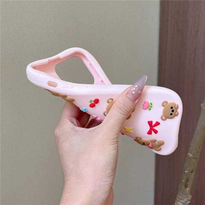 For iPhone 16 Pro Max Silicone Case Shockproof Anti Slip Cute Five Bears Design Phone Back Cover - 4