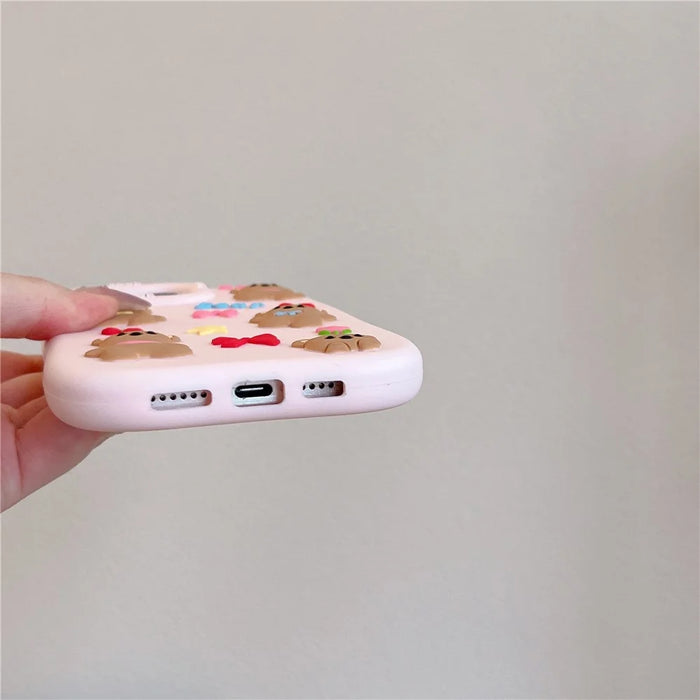 For iPhone 16 Pro Max Silicone Case Shockproof Anti Slip Cute Five Bears Design Phone Back Cover - 6