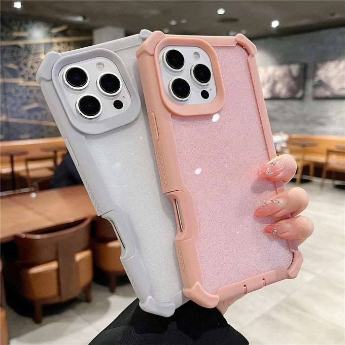 For iPhone 16 Pro Max Case Detachable 2 in 1 Glitter TPU + PC Shockproof Phone Back Cover - Rose Gold - 4