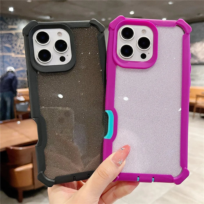 For iPhone 16 Pro Max Case Detachable 2 in 1 Glitter TPU + PC Shockproof Phone Back Cover - Rose Gold - 6