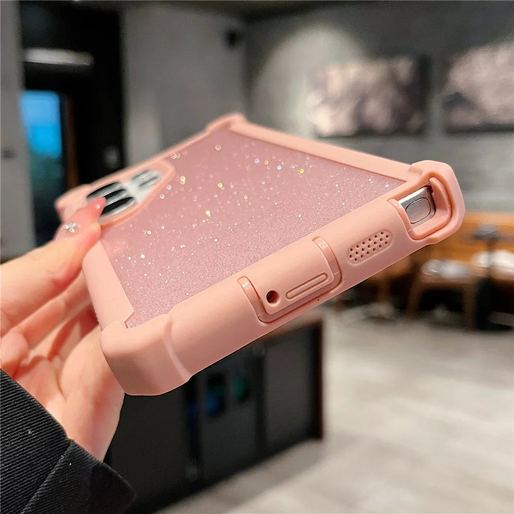 For Samsung Galaxy S24 Ultra Case Detachable 2 in 1 Glitter TPU + PC Shockproof Phone Back Cover - Rose Gold - 2