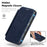 For iPhone 16 Plus Case Compatible with MagSafe RFID Blocking Card Holder Leather Phone Cover - Sapphire - 5