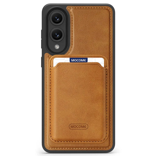 For Samsung Galaxy S25 Edge Magnetic Case with Detachable Card Holder TPU + PU Leather Phone Back Cover - Brown - 1
