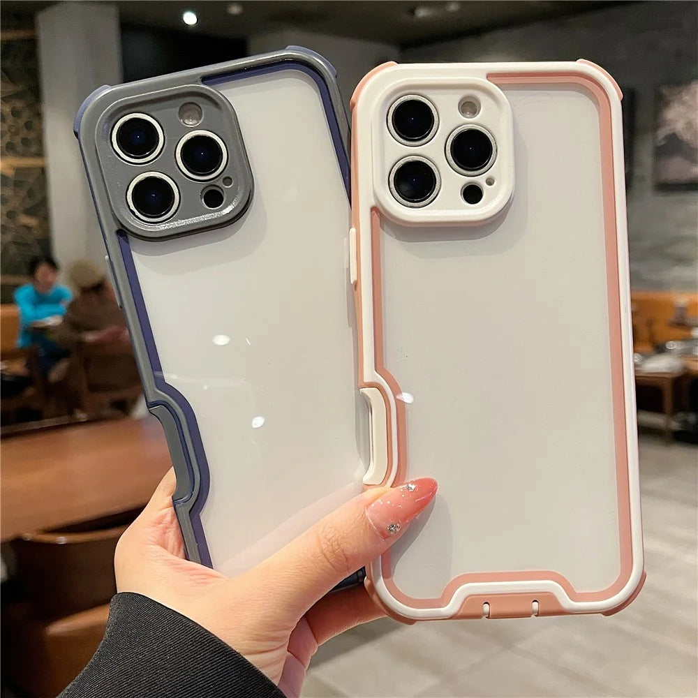 For iPhone 16 Pro Max Case Detachable 4 in 1 TPU + Acrylic + PC Shockproof Phone Cover - Rose Gold + White - 4