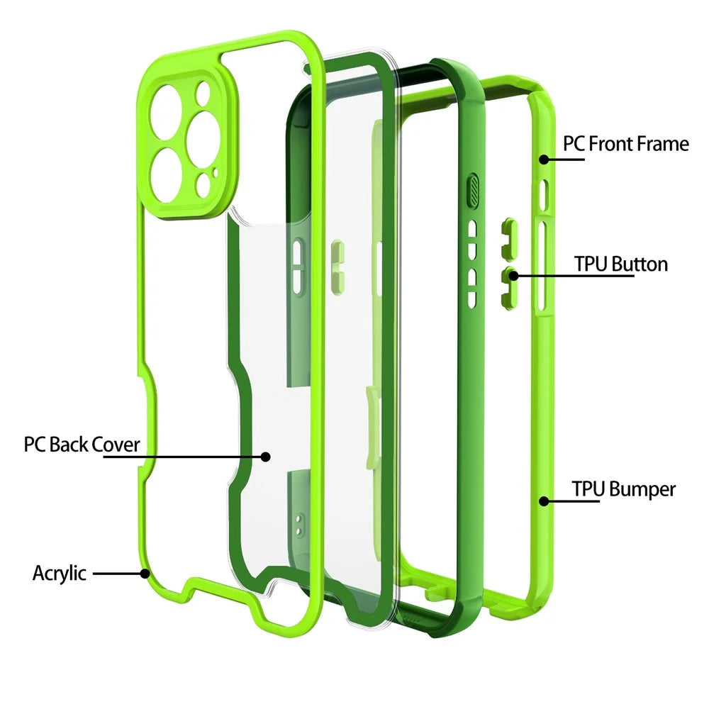 For iPhone 16 Pro Case Detachable 4 in 1 TPU + Acrylic + PC Shockproof Phone Cover - Green + Grass Green - 2