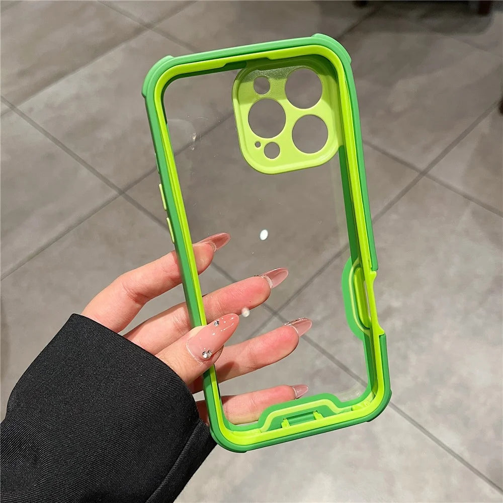 For iPhone 16 Pro Case Detachable 4 in 1 TPU + Acrylic + PC Shockproof Phone Cover - Green + Grass Green - 3