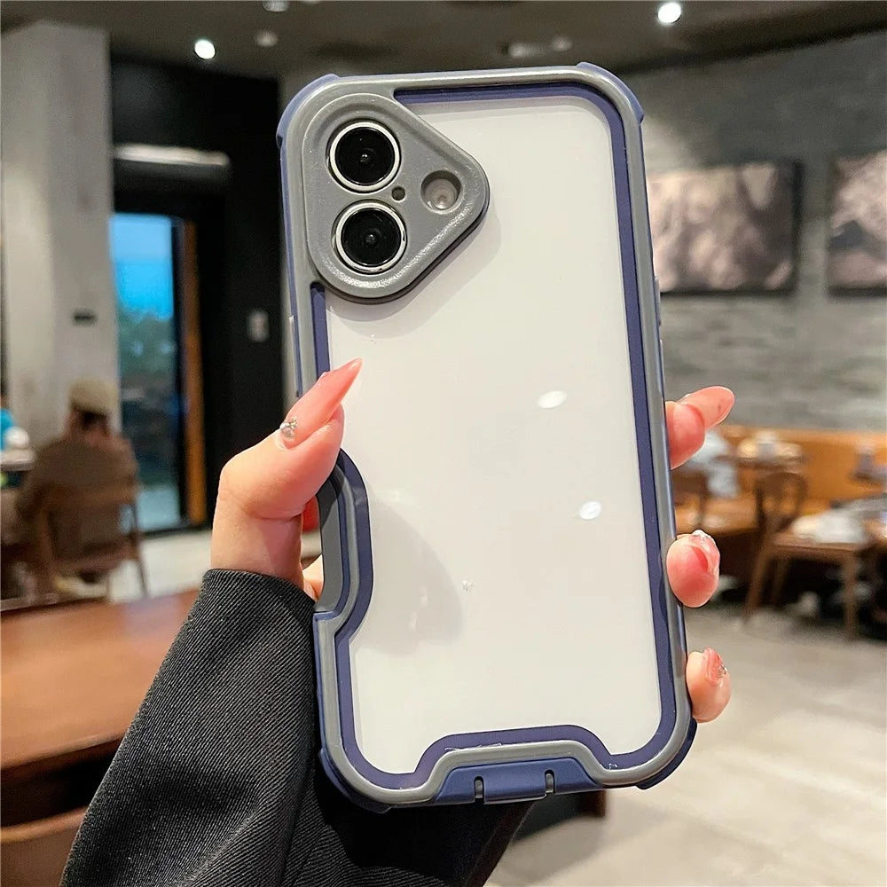 For iPhone 16 Case Detachable 4 in 1 TPU + Acrylic + PC Shockproof Phone Cover - Sapphire + Dark Grey - 3