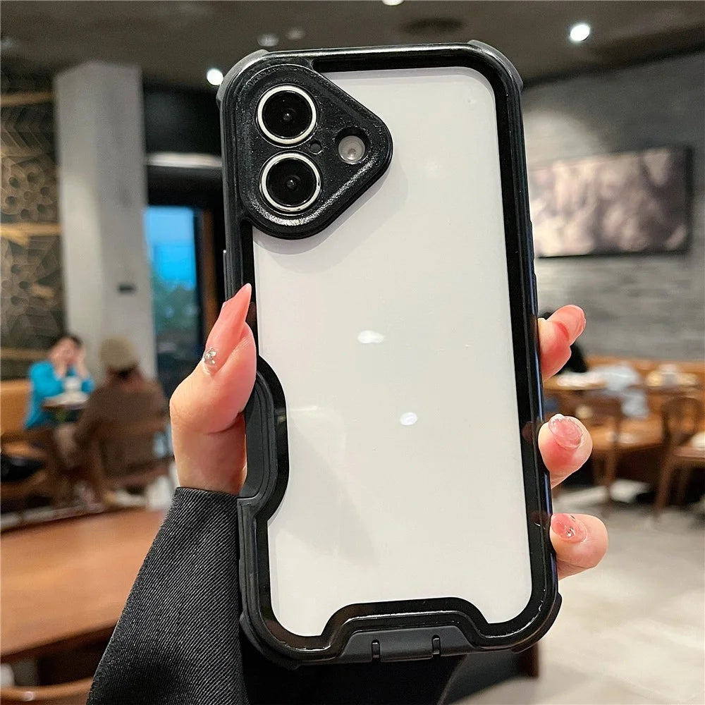 For iPhone 16 Plus Case Detachable 4 in 1 TPU + Acrylic + PC Shockproof Phone Cover - Black - 3