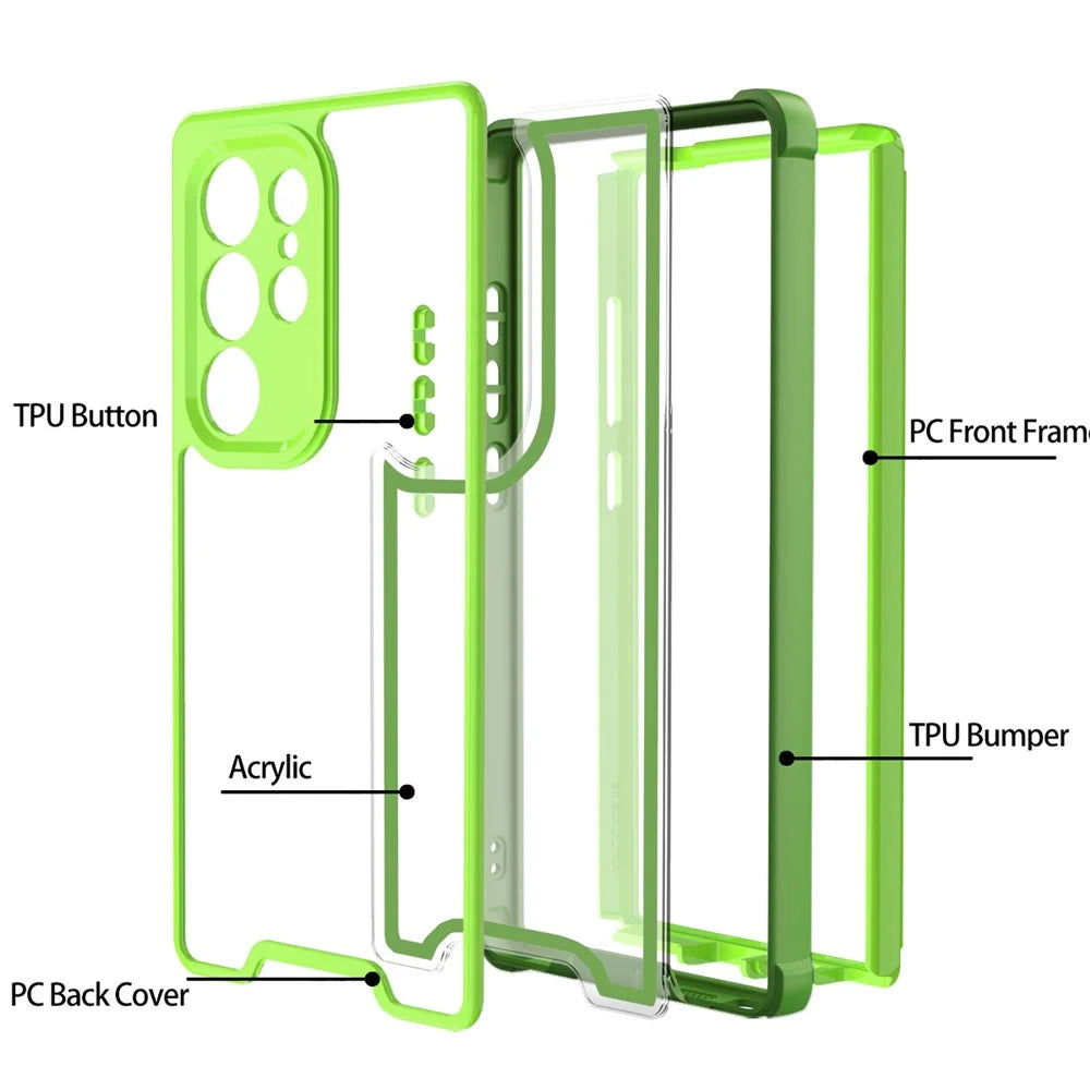 For Samsung Galaxy S24 Ultra Case Detachable 4 in 1 TPU + Acrylic + PC Shockproof Phone Cover - Green + Grass Green - 2