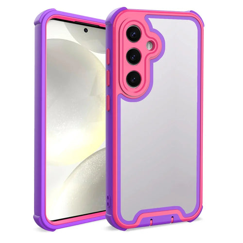 For Samsung Galaxy S25 Case Detachable 4 in 1 TPU + Acrylic + PC Shockproof Phone Cover - Blue Purple + Rose - 1