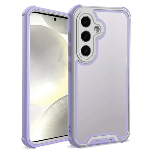 For Samsung Galaxy S24 Case Detachable 4 in 1 TPU + Acrylic + PC Shockproof Phone Cover - Light Purple + Grey - 1