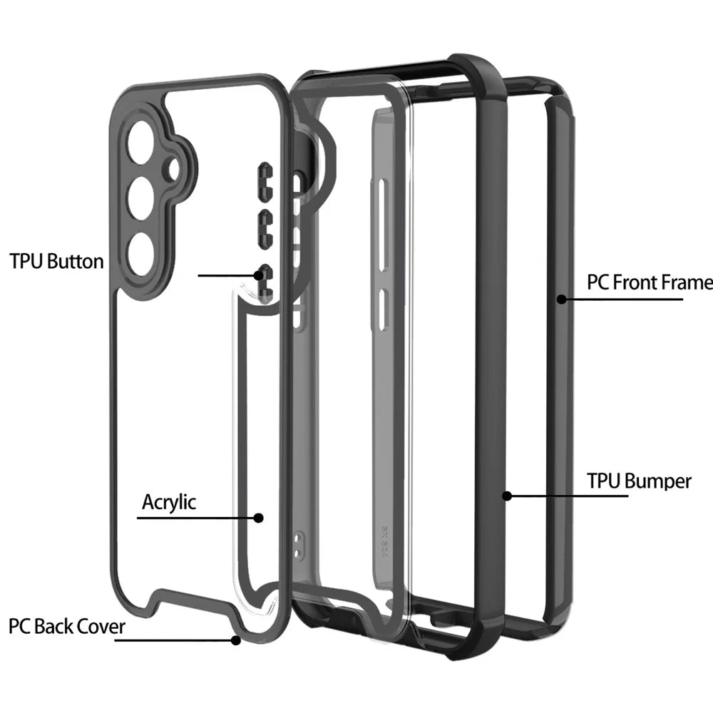 For Samsung Galaxy S24+ Case Detachable 4 in 1 TPU + Acrylic + PC Shockproof Phone Cover - Black - 2