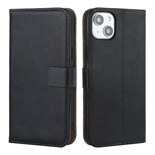 For iPhone 14 Flip Phone Case Shockproof Genuine Leather Wallet Supporting Stand Anti-Scratch Cell Phone Cover - 1