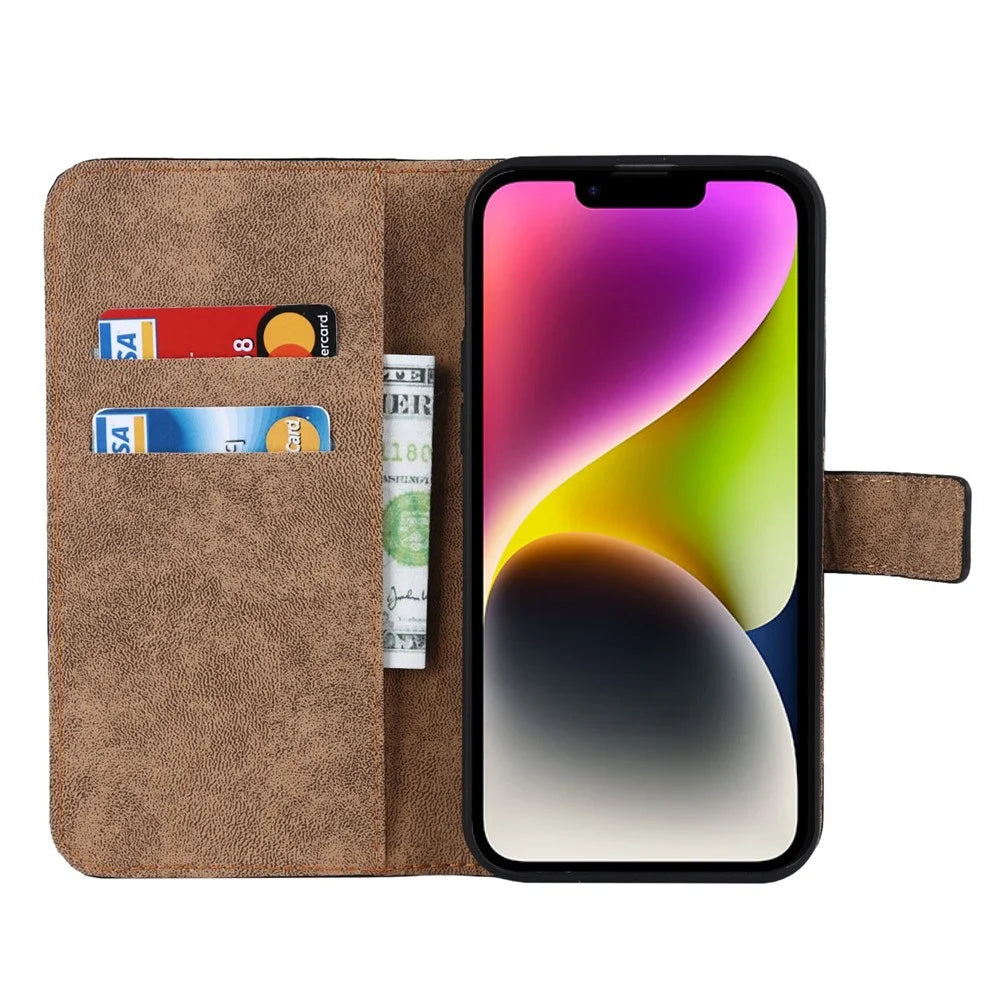 For iPhone 14 Flip Phone Case Shockproof Genuine Leather Wallet Supporting Stand Anti-Scratch Cell Phone Cover - 2