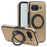 For Google Pixel 9a Case with Ring Kickstand Magnetic Case PU Leather Back Cover - Desert Gold - 1