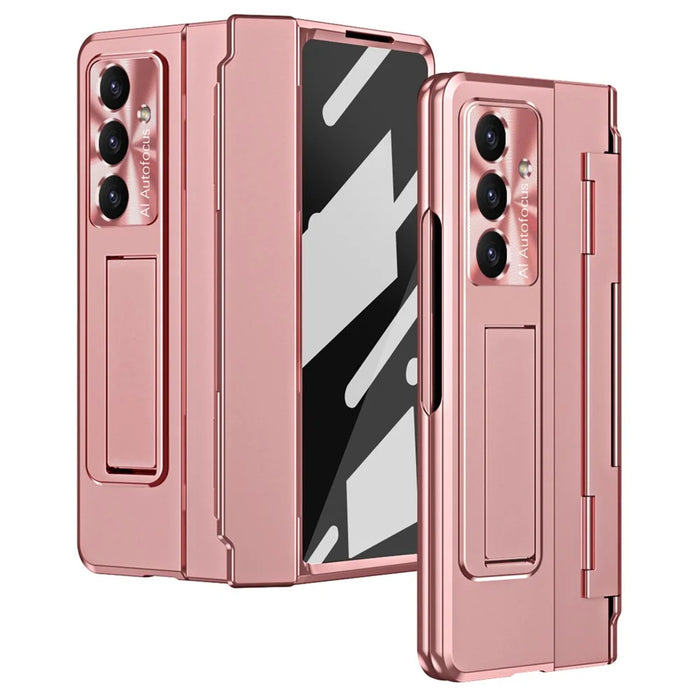 For Samsung Galaxy Z Fold7 5G Case Hinge Protection Hard PC Phone Cover with Screen Film - Pink - 2