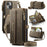 CASEME For iPhone 13 mini 5.4 inch Case  C39 RFID Blocking Zipper Wallet Stand Leather Cover with Strap - Brown - 1