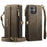 CASEME For iPhone 12 mini 5.4 inch Case  C39 RFID Blocking Zipper Wallet Stand Leather Cover with Strap - Brown - 2