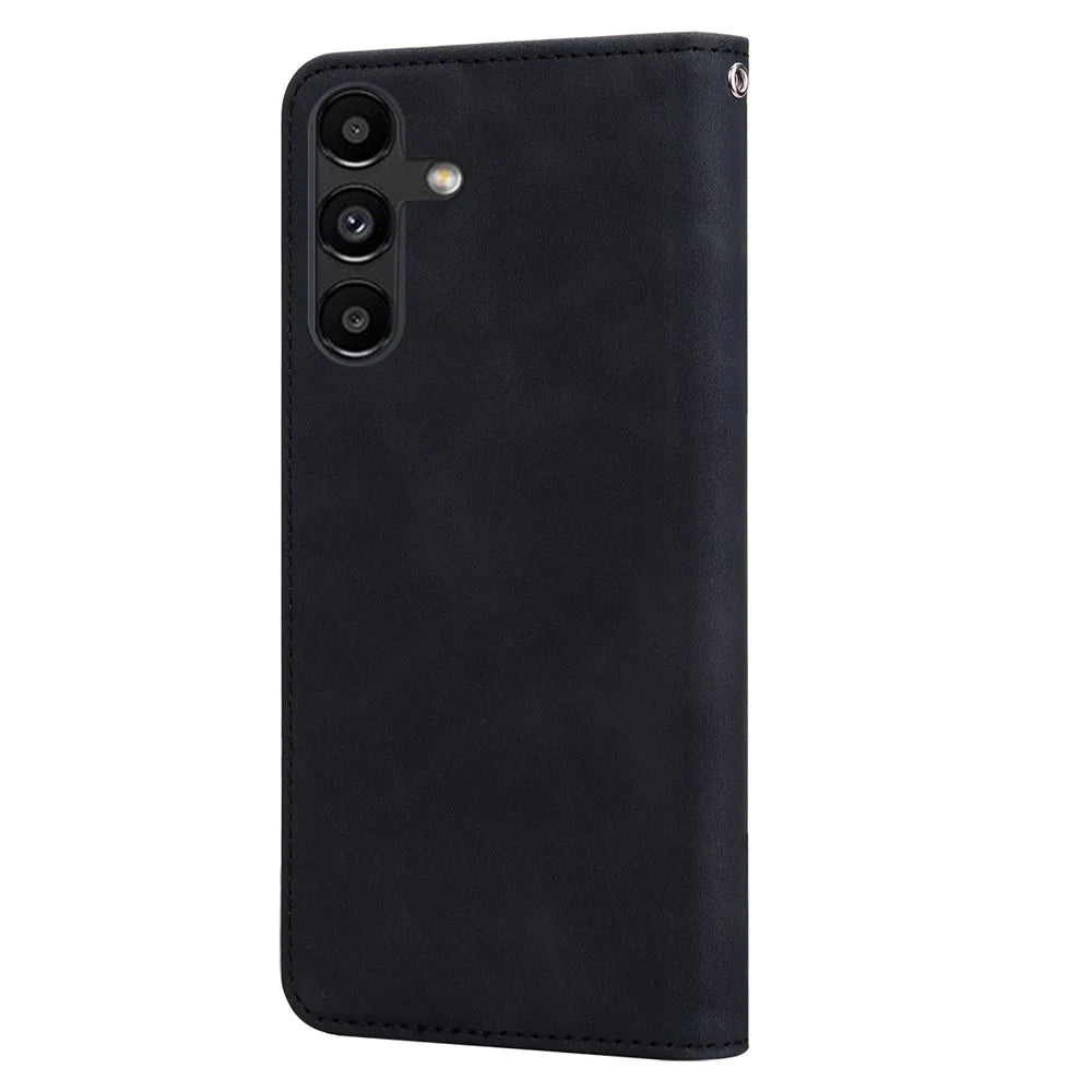 For Samsung Galaxy A55 5G Case Business Style Magnetic Closure Leather Phone Cover with Strap - Black - 7