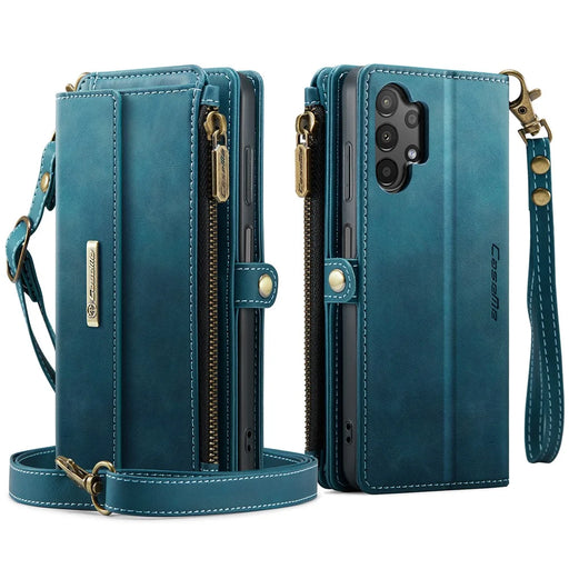 CASEME For Samsung Galaxy A13 5G / Galaxy A13 4G Case  C39 RFID Blocking Zipper Wallet Stand Leather Cover with Strap - Green - 2