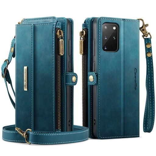 CASEME For Samsung Galaxy S20 Plus 4G / Galaxy S20 Plus 5G Case  C39 RFID Blocking Zipper Wallet Stand Leather Cover with Strap - Green - 2