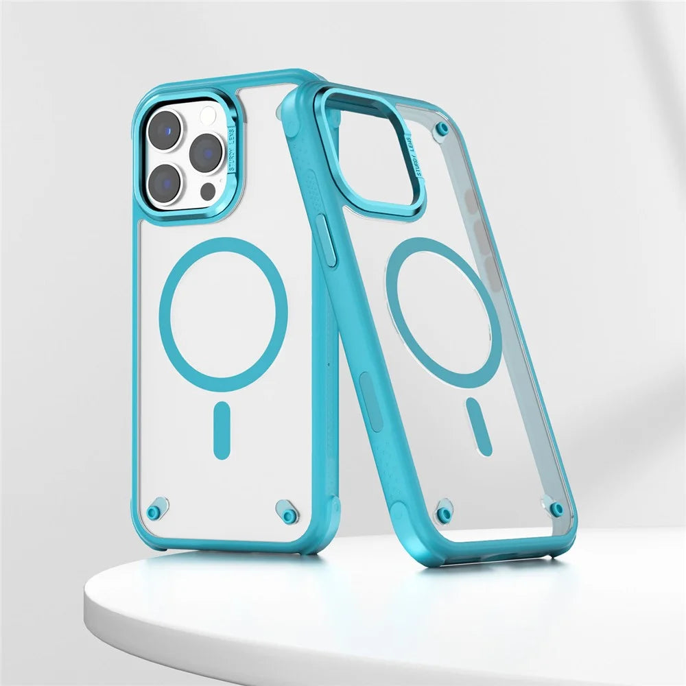 For iPhone 16 Pro Case Compatible with MagSafe Corner Protection PC + TPU Clear Back Cover - Pink - 5