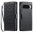 For Google Pixel 9 Pro XL Leather Case Rhombus Texture Wallet Stand Phone Cover with Wrist Strap - Black - 1