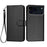 For iPhone 17 Pro Max Wallet Case with Strap Carbon Fiber Texture Leather Mobile Cover - Black - 1