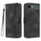 For iPhone Air Leather Case Wallet Stand Smile Imprinted Phone Cover with Strap - Black - 1