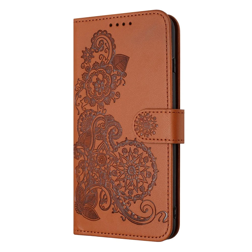 For iPhone 17 Pro Max Phone Cases Mandala Flower Leather Wallet Mobile Cover with Strap - Coffee - 2
