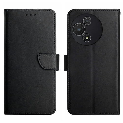 For TCL 60R 5G Case Genuine Cow Leather Phone Cover Nappa Texture - Black - 1
