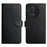 For TCL 60R 5G Case Genuine Cow Leather Phone Cover Nappa Texture - Black - 1