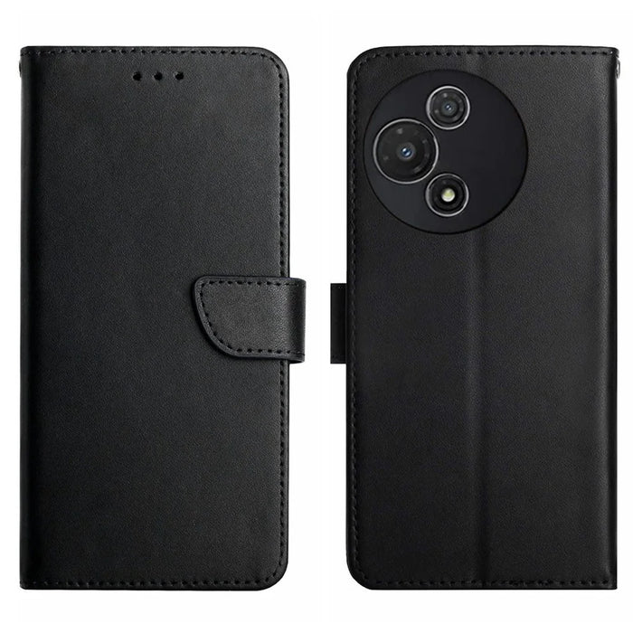 For TCL 60R 5G Case Genuine Cow Leather Phone Cover Nappa Texture - Black - 1