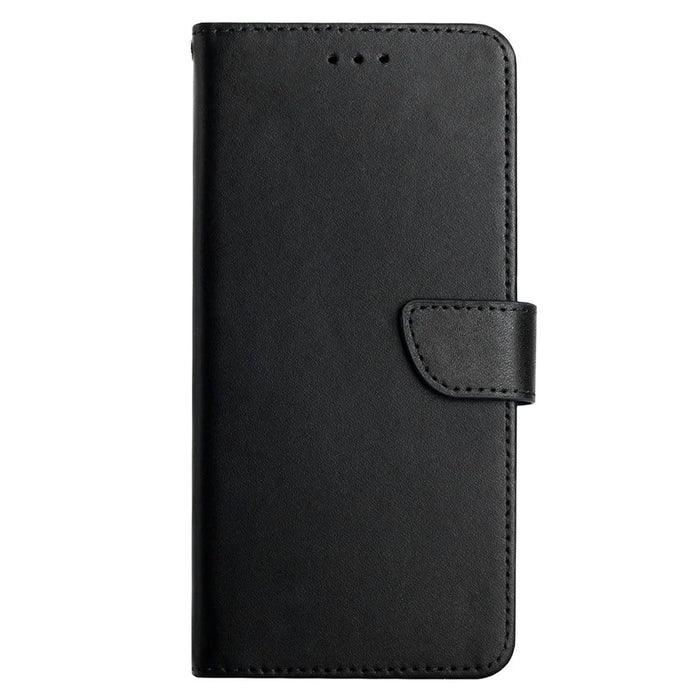 For TCL 60R 5G Case Genuine Cow Leather Phone Cover Nappa Texture - Black - 7