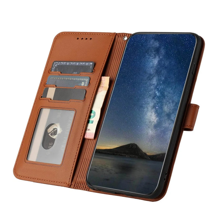 For iPhone Air Phone Cases Mandala Flower Leather Wallet Mobile Cover with Strap - Coffee - 4