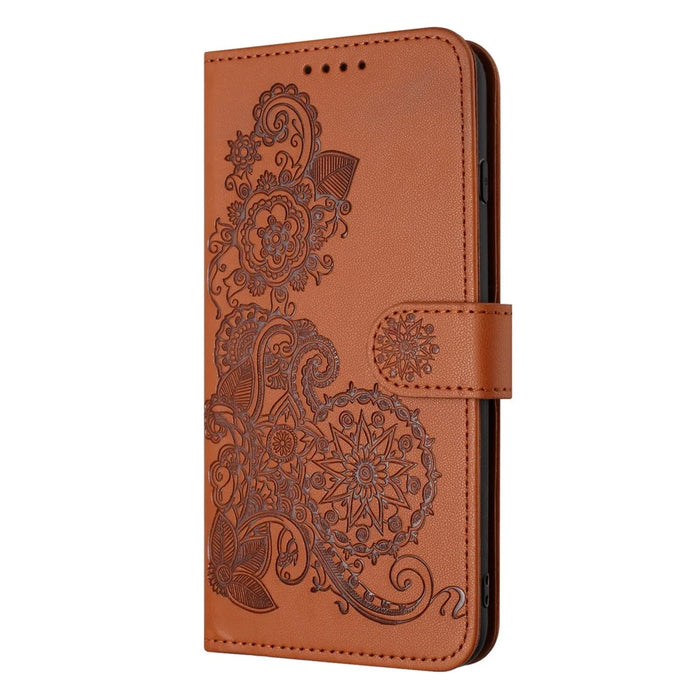 For iPhone 17 Phone Cases Mandala Flower Leather Wallet Mobile Cover with Strap - Coffee - 2