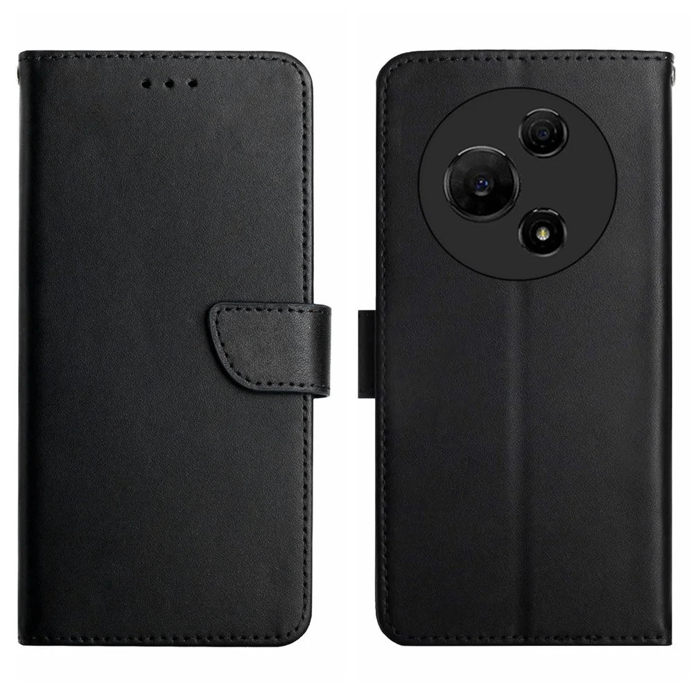 For TCL 60 NxtPaper 4G Case Genuine Cow Leather Phone Cover Nappa Texture - Black - 1