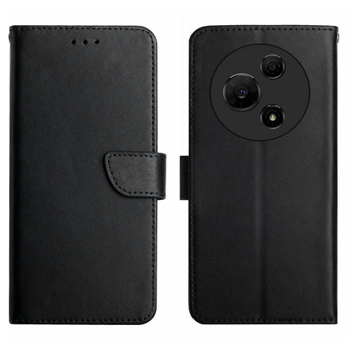 For TCL 60 NxtPaper 4G Case Genuine Cow Leather Phone Cover Nappa Texture - Black - 1