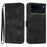 For iPhone 17 Pro Wallet Case Line Imprinted PU Leather Phone Cover with Strap - Black - 1