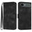For iPhone Air Wallet Case Line Imprinted PU Leather Phone Cover with Strap - Black - 1