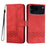 For iPhone 17 Pro Max Phone Case with Strap Imprint PU Leather Wallet Stand Cover - Red - 1