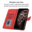 For iPhone 17 Pro Max Phone Case with Strap Imprint PU Leather Wallet Stand Cover - Red - 5