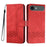 For iPhone Air Phone Case with Strap Imprint PU Leather Wallet Stand Cover - Red - 1