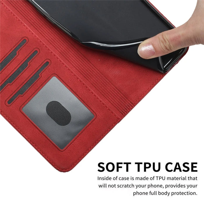 For iPhone Air Phone Case with Strap Imprint PU Leather Wallet Stand Cover - Red - 7
