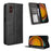 For Samsung Galaxy XCover7 Pro Leather Case Wallet Stand Retro Texture Phone Cover - Black - 1